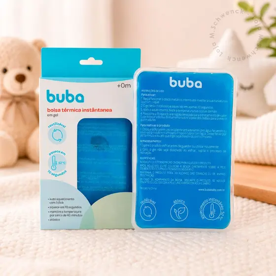 Bolsa Térmica Gel Buba Reutilizável Aquecimento Instantâneo Rápido Alívio Cólica Dor Anticólica Bebê Infantil Adulto