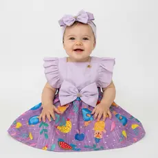 Vestido Bebê Lilás Com Tiara | Modelo Luxo Delicado para Festas e Ensaios | 6 Meses a 1 Ano