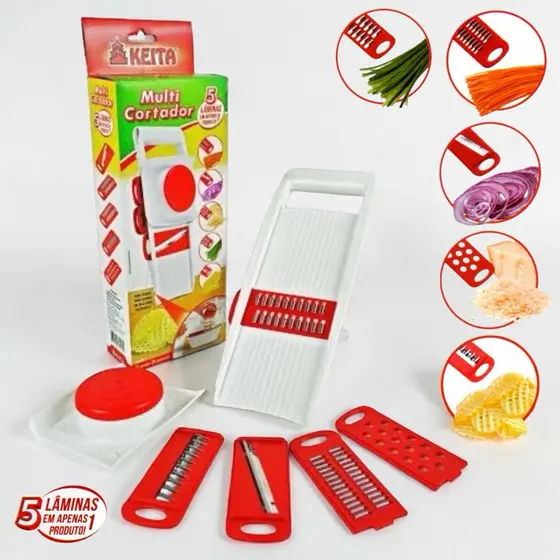 Multi Cortador 5 em 1 Fatiador Ralador Legumes