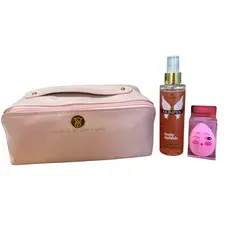 Kit Feminino Necessaire Rosa + Body Splash 150ml + Rimel Belle Angel + Esponja de Maquiagem | Kit Beleza e Autocuidado