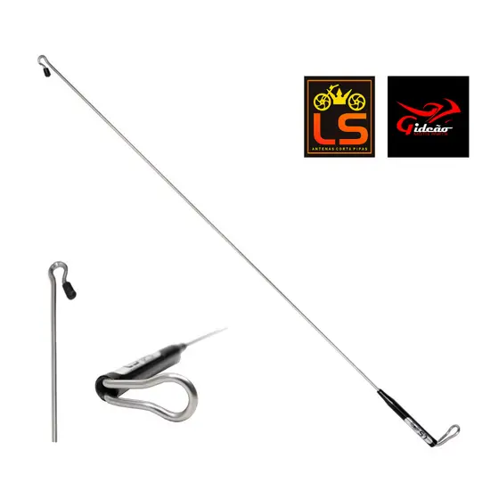 Antena corta pipa para moto Inox Fixação No Retrovisor Com Reforço cromada  Preta