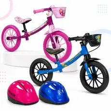 Bicicleta de Equilíbrio Infantil Nathor Balance Bike Menino Menina Aro 12 + Capacete Opcional