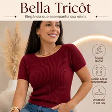 Blusa Feminina Estilosa Tricot Modal Verão Manga Curta Tecido Macio Veste do P ao GG Roupas