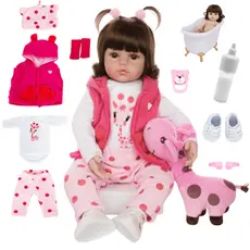 Boneca Reborn Bebê Girafinha Luxo Original Realista de Silicone Menina Pode Dar Banho Envio Imediato