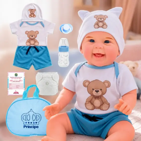 Bebê Reborn Menino Boneco Mayze Original Realista de Silicone Com Bolsa Maternidade/Sem bolsa - Variações.