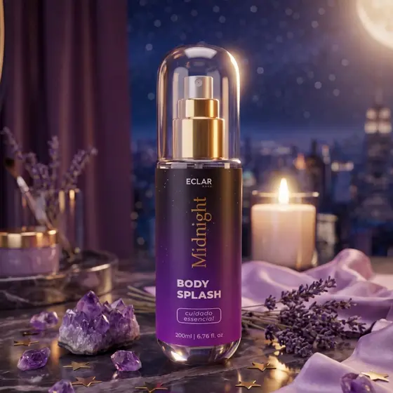 Body Splash Midnight Feminino 200ml Perfumado Longa Duração Floral Oriental Aroma Marcante