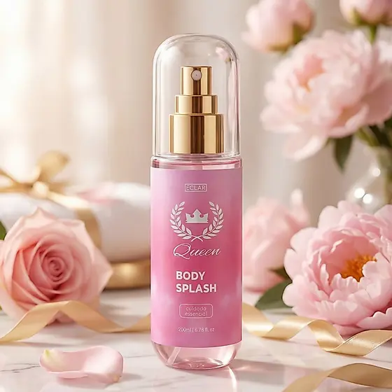 Body Splash Queen Feminino 200ml Perfumado Longa Duração Floral Doce Aroma Sofisticado