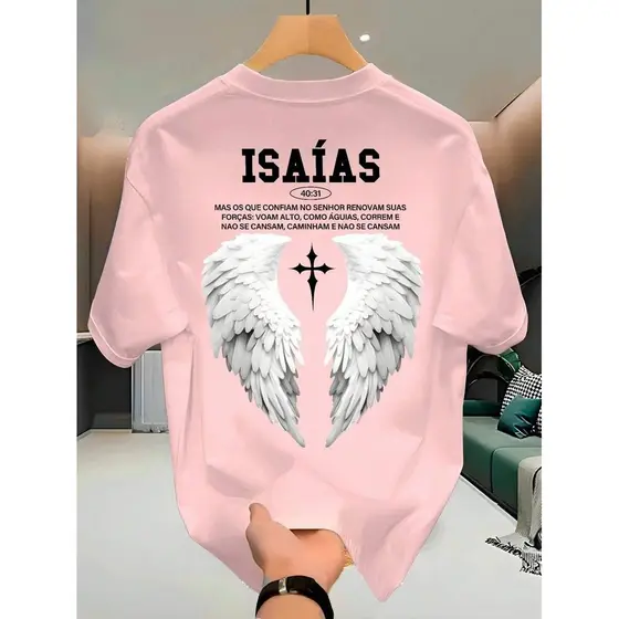 Camiseta Streetwear Unissex 100% Algodão Masculina e Feminina Estampada Isaías Camisa Premium