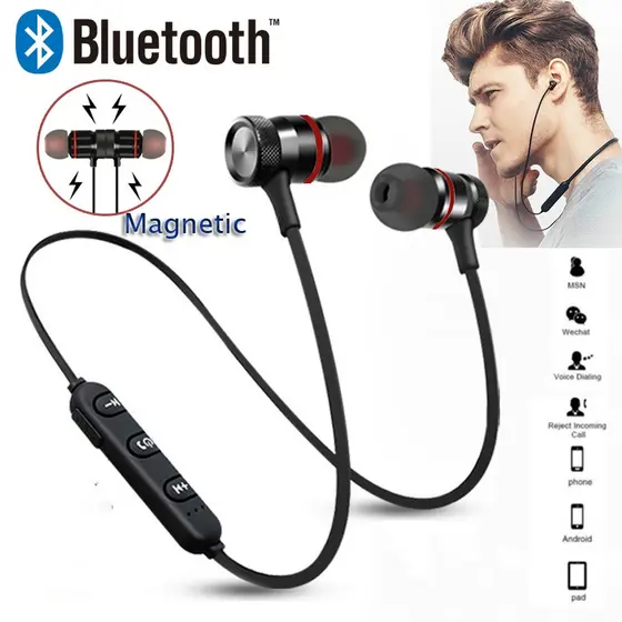Fone De Ouvido Bluetooth 5.0 Esportivo Estéreo Magnético Sem Fio Música Fones Metálicos Com Microfone