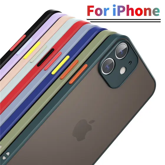 Capa Anti-Impacto Para iPhone 13 12 11 Pro Max XS X 7 8 Plus SE 2020 Traseira Transparente Fosca
