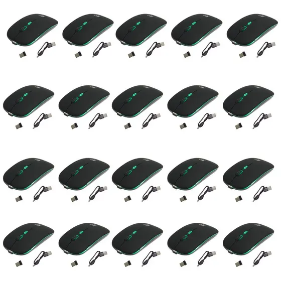 Kit 100 Mouses Sem Fio Recarregável Mega M185 com Led DPI Ajustável