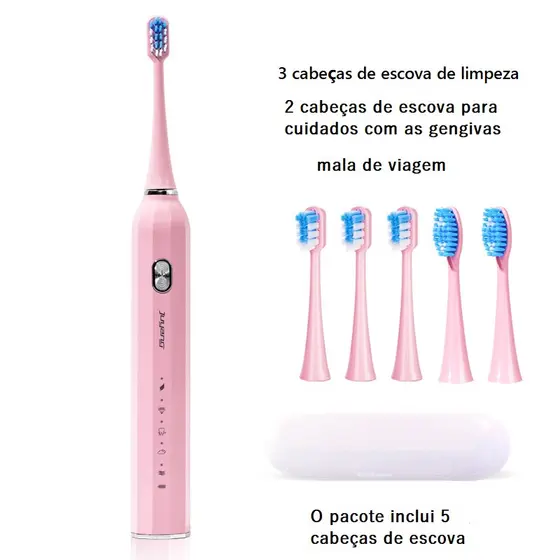 Escova de dentes elétrica ultrassônica de cinco velocidades para adultos, levitação magnética USB, carregamento inteligente, conjunto de escova de dentes elétrica de cerdas macias