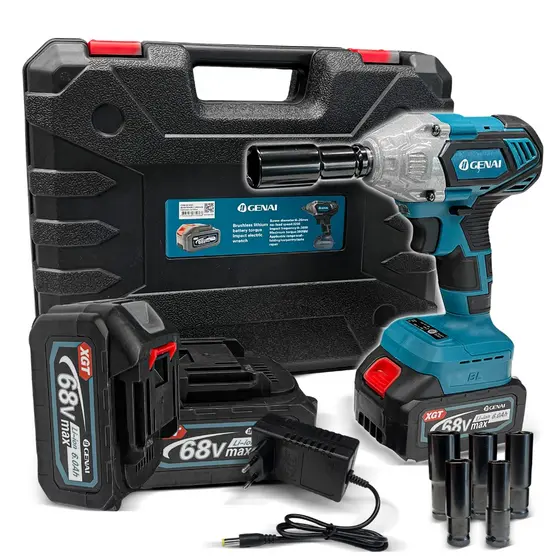 Brushless Parafusadeira Chave De Impacto Com 2 Bateria 68v 380nm