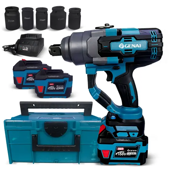 Chave de Impacto 168V 3000N.m 1500W Motor Sem Escova - Kit com 2 Baterias e Maleta