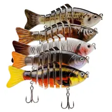 Kit 5 Isca Artificial Articulada de Pesca 9,5cm Isca Multi-articulada com Anzóis Triplos, Para Pesca em Rio, Lago e Mar