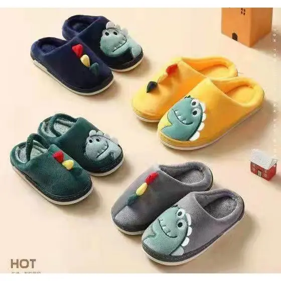 Pantufa Dinossauro De Desenho Animado infantil De Inverno Quente Antiderrapante - Confortável