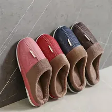 Pantufa Couro sintético Impermeável De Inverno Quente Antiderrapante confortável para Adulto
