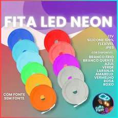 Fita Neon Led 5m Corte 2,5cm 12v Flexível Alto Brilho Silicone Luz Decorativa