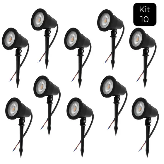 Kit 10 Luminária Cob 7w Espeto Jardim Led Prova D'água Bivolt