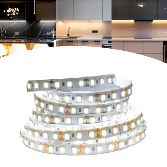Fita Led 120led/m Ip20 12v 3528 Para Perfil 5 Metros Dupla Face Auto Colante Forte Luz