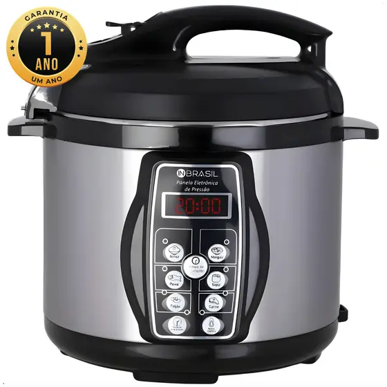 Panela De Pressão Elétrica multifuncional Inox - 4 Litros - In Brasil
