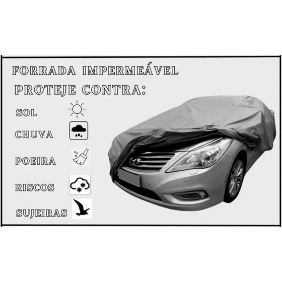 Capa Cobrir Carro Forrada 100% Impermeável Protege Contra Sol Chuva  P M G Capa Proteção