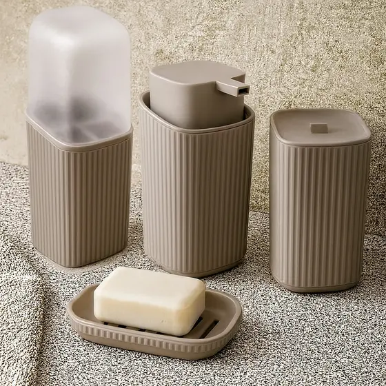 Conjunto Banheiro - Saboneteira Liquida - P/ Escova - P/ Algodão - Saboneteira Barra