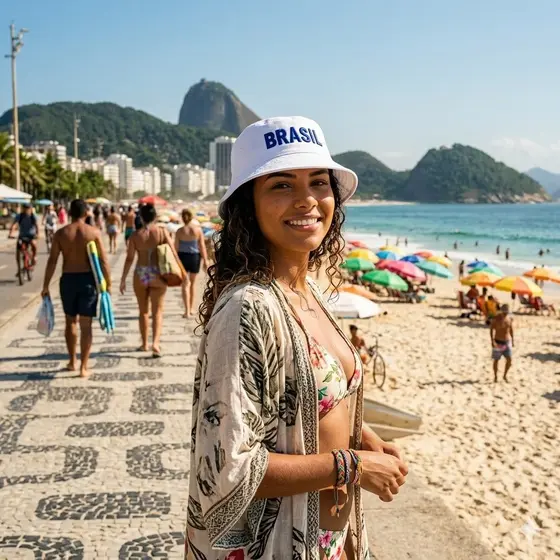 Chapéu Bucket Hat Brasil Copa Do Mundo Estampado Unissex Estilo Praia Viagem Torcida Moda Estiloso
