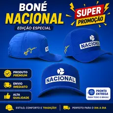 Boné Ayrton Senna Banco Nacional F1 Retro Assinatura Aba Curva Ajustável Premium Bone Senna