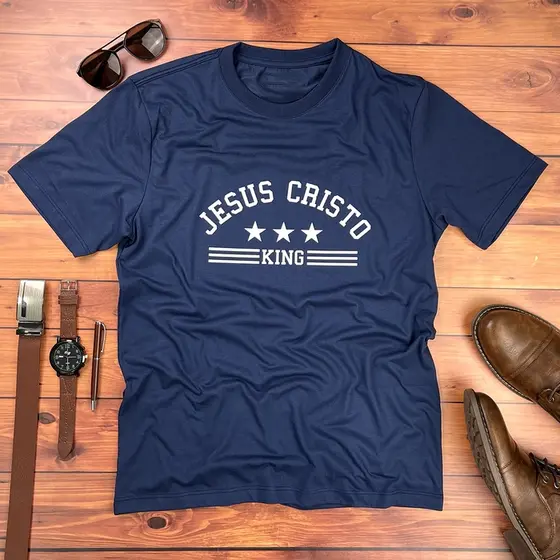 Camiseta Masculina Jesus Cristo King Regular Fit Algodão Premium Gospel Cristã Evangélica