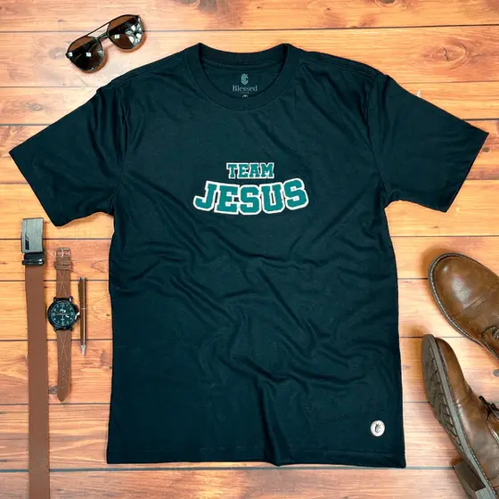 Pluz Size Camiseta Camisa Masculina Algodão Gospel Cristã Evangélica Team Jesus