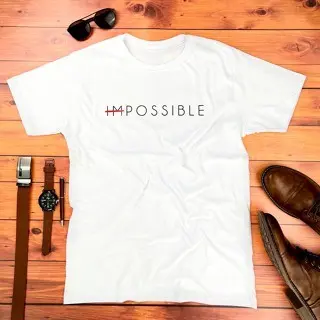 Camiseta Masculina Regular Fit Impossible Algodão Premium Gospel Cristã Evangélica Estilo e Fé