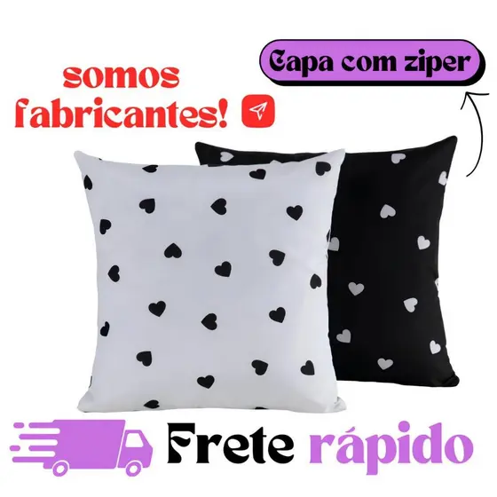 Kit 2 pçs Almofadas cheias 40X40 (ENCHIMENTO DE SILICONE) decorativas sala sofa quarto Algodao Ziper