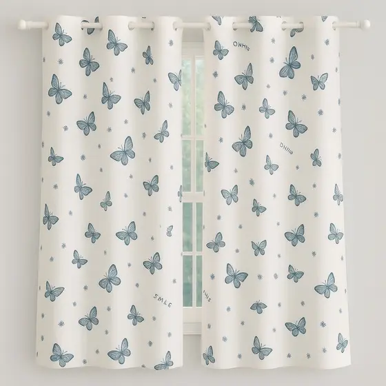 Cortina Para Quarto Sala COZINHA Decoração Casa Luxo 2,00 x 1,50 mts estampa Borboleta e coracao