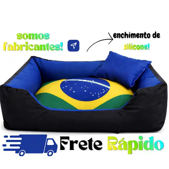 CAMA PET LUXO SILICONIZADA CAMINHA CACHORRO MEDIO 60 X 50 ZIPER REMOVIVEL