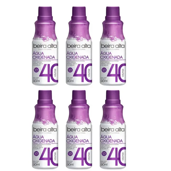 Kit 6x Unidades Água Oxigenada Beira Alta Cremosa 40 Volumes 90ml