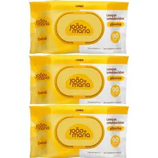 KIT 3UN LENÇOS UMEDECIDOS JOÃO E MARIA 90 LENÇOS CADA C/ FRAGRANCIA CIMED