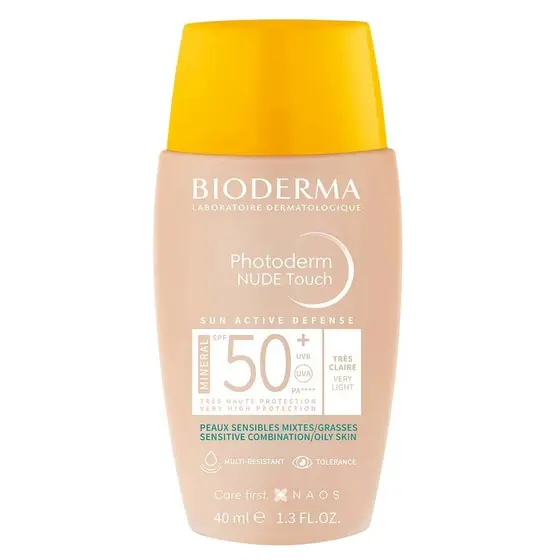 Protetor Solar Facial Bioderma Photoderm Nude Touch Claro FPS 50+ com 40ml