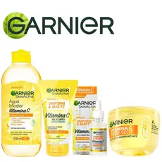 Kit Garnier SkinActive Água Micelar + Gel Limpeza + Sérum Vitamina C + Hidratante Facial