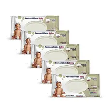 Kit 5 Pacotes Personalidade Baby 100 Toalha Umedecidas Cada - 500 total
