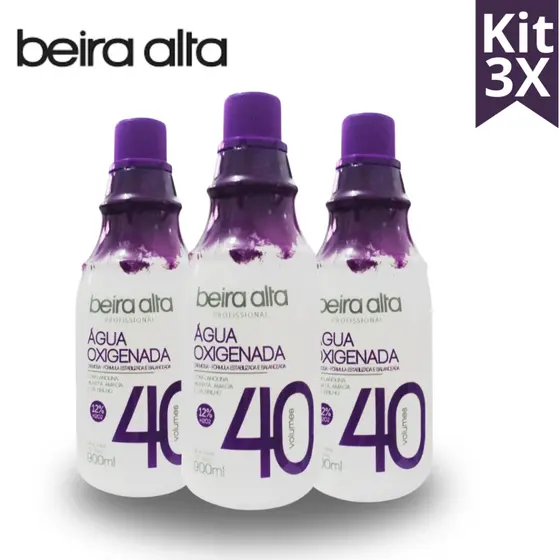 Kit 3x Unidades Água Oxigenada Cremosa Beira Alta 40 volumes 900ml