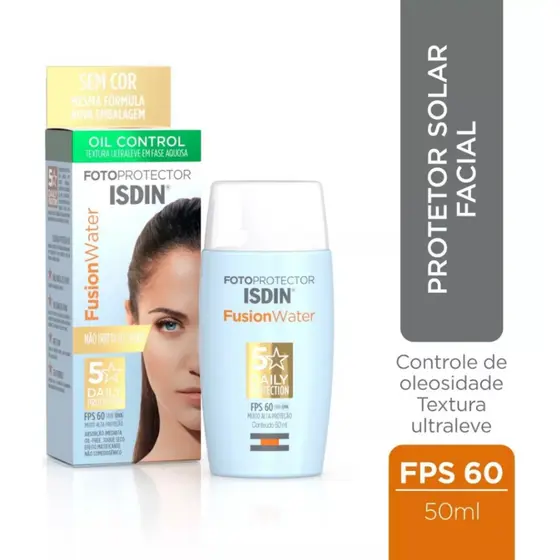 Protetor Solar Facial Isdin Fusion Water Fps 60 Sem Cor 50ml