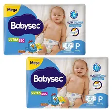 Kit 2 Fraldas Babysec Galinha Pintadinha Ultrasec Mega Tamanho P 42 unidades cada