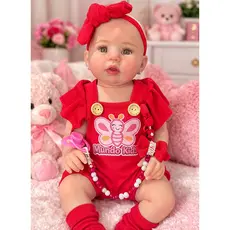Boneca Bebê Reborn Abigail  Olhos Castanhos Realista 48cm