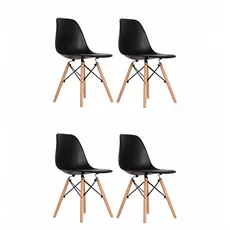 Conjunto 4 Cadeiras Eames Eiffel com Pés de Madeira para Escritório e Sala