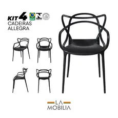 Conjunto 4 Cadeiras Allegra em Polipropileno Empilháveis para Área Gourmet e Jardim