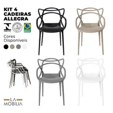 Kit 4 Cadeiras Allegra Inmetro Empilhável Ergonômica Restaurante Bar Eventos - La Mobilia