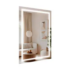 Espelho Retangular Grande LED de Banheiro 70x80cm Touch  Parede Fácil Instalação Lavabo Penteadeira