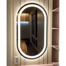 Espelho Janela Oval 3 Cores LED com Botão Touch Iluminação Banheiro Penteadeira