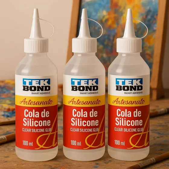 Kit Cola De Silicone Líquida Para Artesanato 100Ml Tekbond